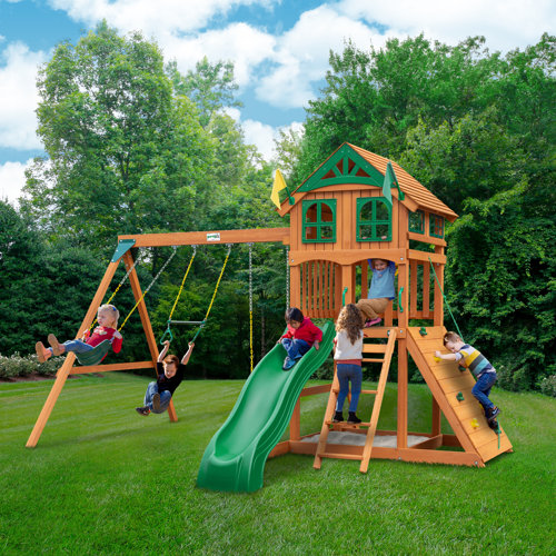 Gorilla Playsets Avalon Swing Set with Wood Roof & Reviews Wayfair